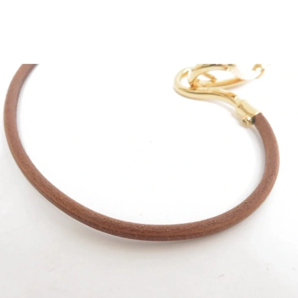 Hermes Gold-Tone Hook Brown Leather Double-Wrap Bracelet, VGUC, Quiet Lux